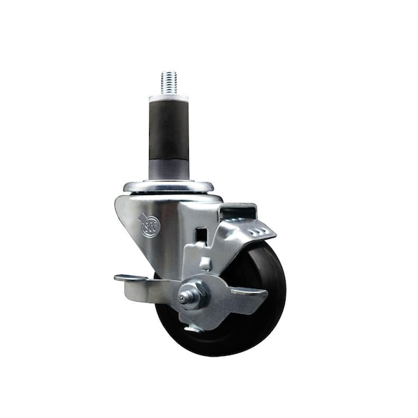 3'' Soft Rubber Swivel 1-1/4'' Expanding Stem Caster with Brake